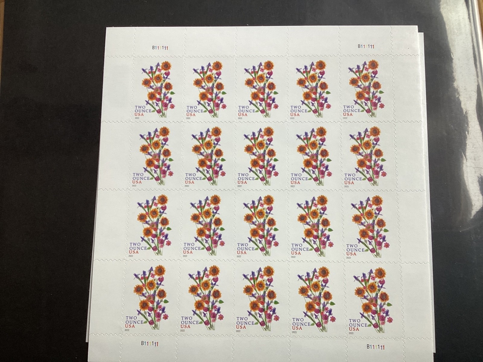 Sunflower Bouquet 20 Two Ounce Rate -FOREVER STAMPS NEVER USED