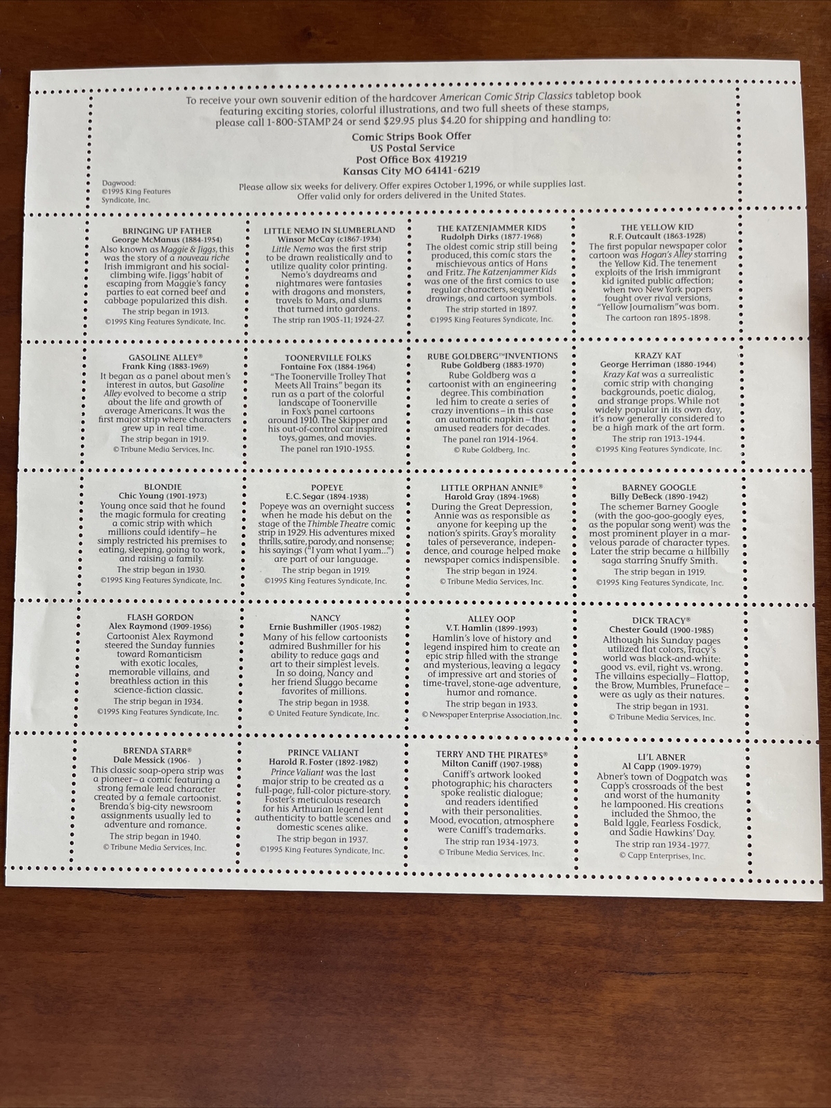 US SCOTT 3000 COMIC STRIP CLASSICS SHEET (PANE) OF 20 STAMPS 32 CENTS FACE MNH