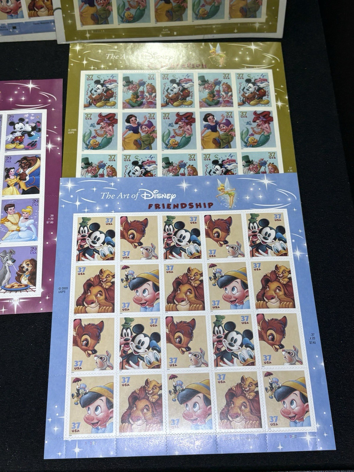 Walt Disney $61.20 Face Value U.S Postage Stamps Sheets 37¢ 39¢ 41¢