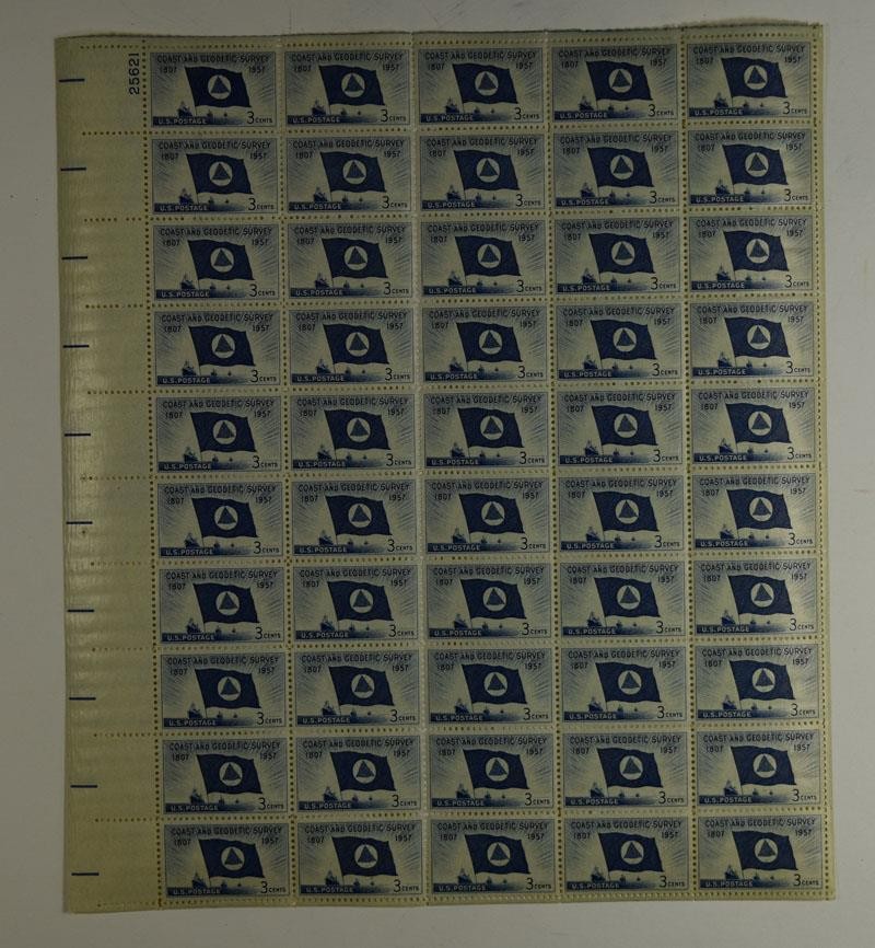 US SCOTT 1088 SHEET OF 50 COAST AND GEODETIC SURVEY 3 CENT FACE MNH
