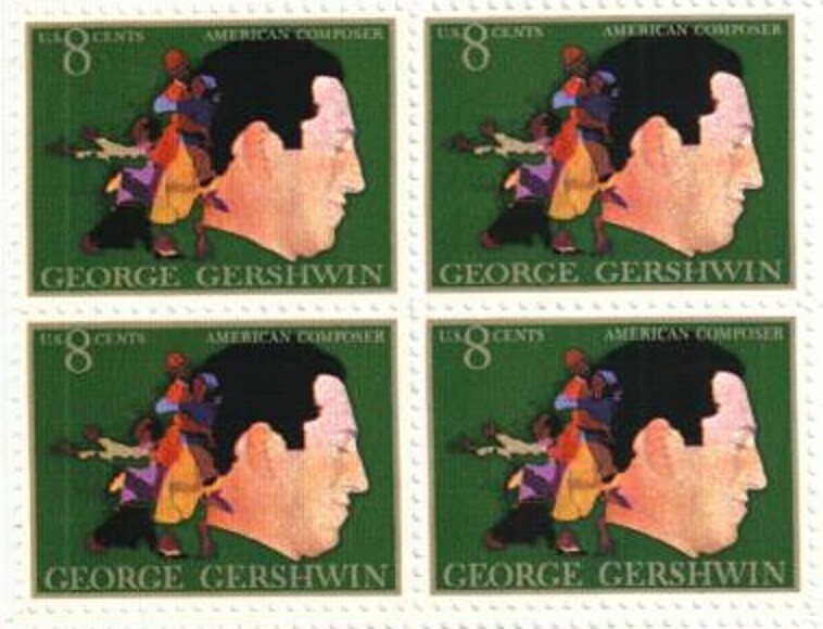 GEORGE GERSHWIN-Block of 4 Collectible Unused 1973 Stamps–FREE SHIPPING