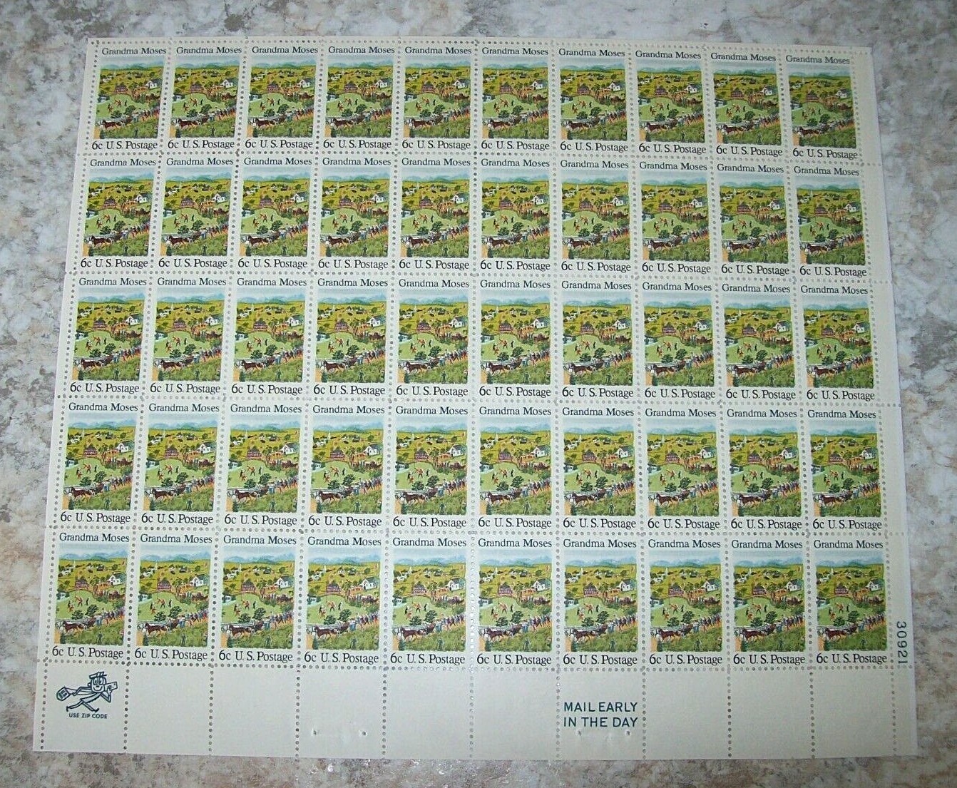 Estate Find Postage Stamps Full Sheets, Lot of 10, Denominations 6 Cents,
