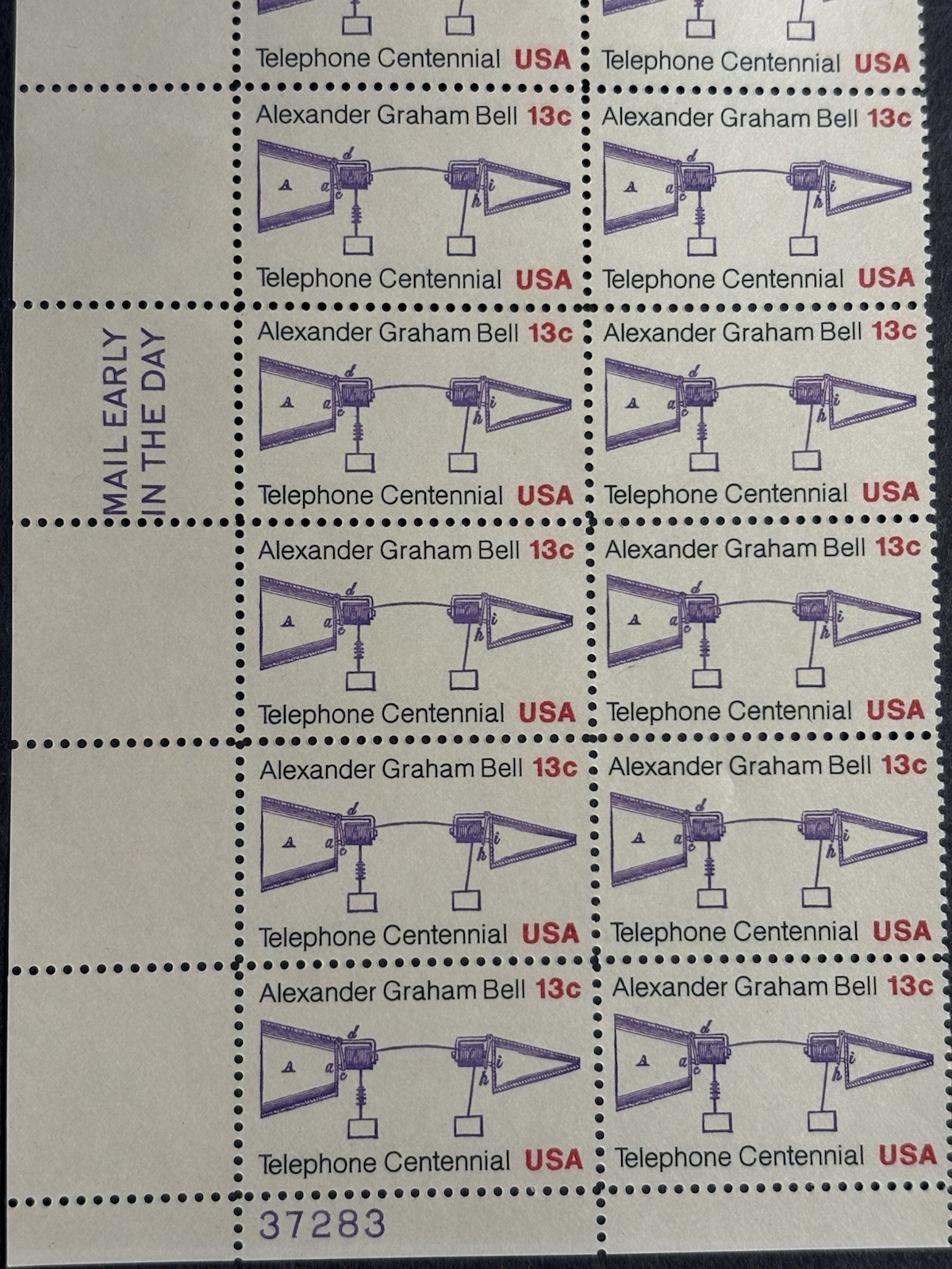 1976 US Scott #1683 13c Telephone Centennial Postage Stamps, MNH Block of 20