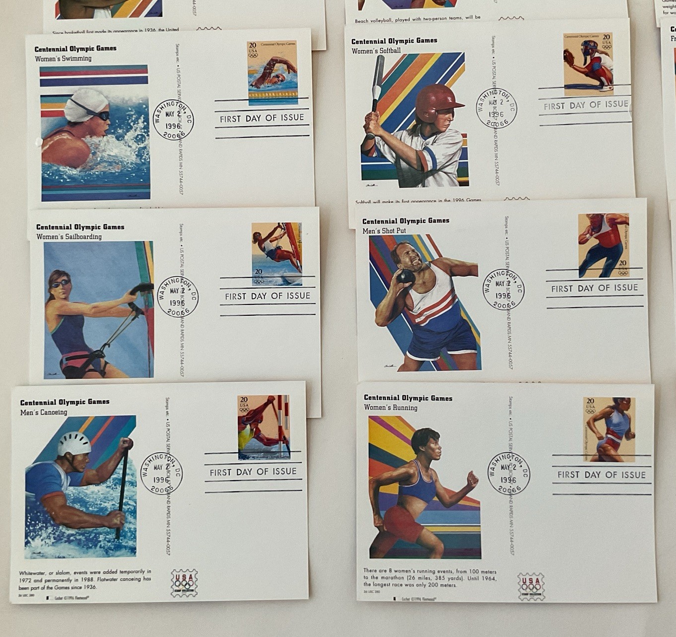 Stamp USA – 1996 – 20 Olympic Centennial Games Postal Cards #UX242-UX261 FDC