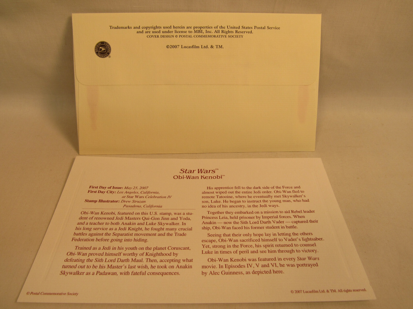 Obi-Wan Kenobi Star Wars Disney 22KT Gold Stamp 1st Day USPS