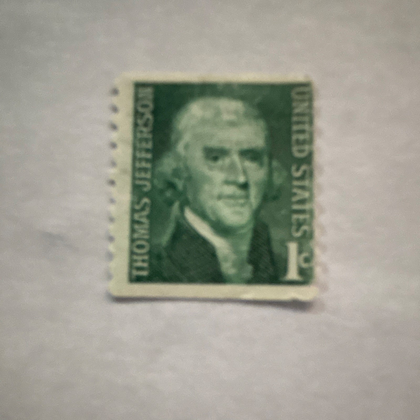 United States Thomas Jefferson 1 Cent Green Single Postage Stamp Mint No Gum
