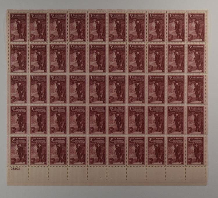 US SCOTT 1064 PANE OF 50 PENNA ACADEMY OF THE FINE ARTS STAMPS 3 CENT FACE MNH
