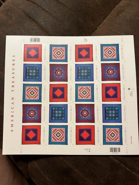 3524-27 Amish Quilts. Sheet of 20. MNH. free shipping