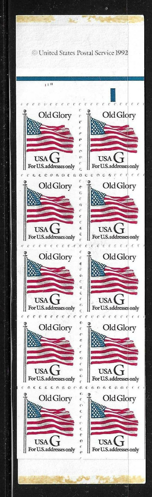 USA SC # 2881a Black ” G” & multi – Old Glory – . MNH