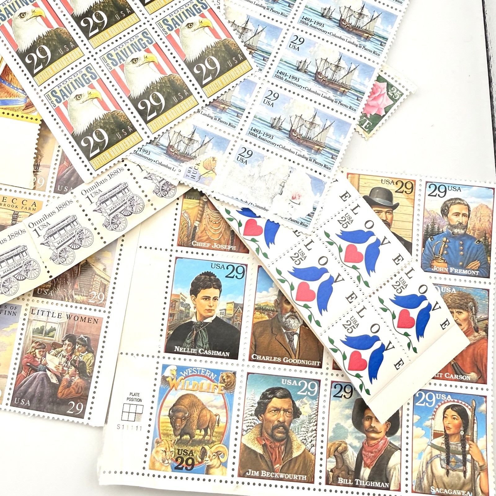 135+ Mint Unused USPS Stamps Lot Plate Blocks Strips Panes $33.75+ Face Value
