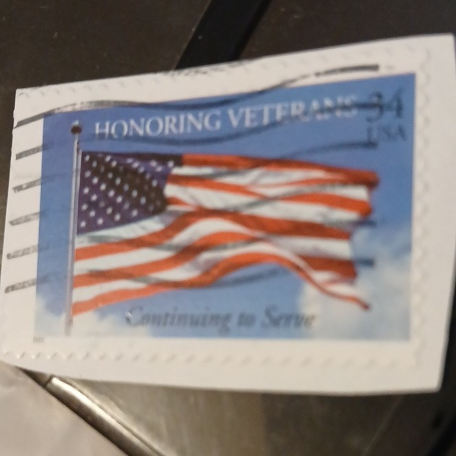 Honoring Veterans American Flag 34 Cent USA Postage Stamp Blue Red White