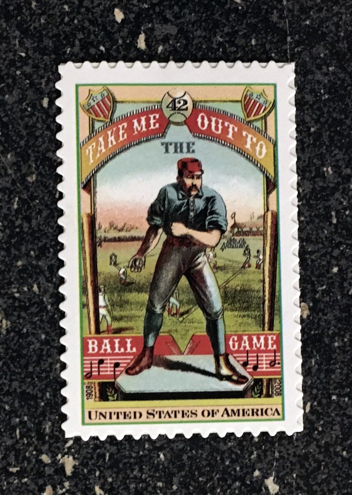 2008USA #4341 42c Baseball Take Me Out to the Ballgame – Single Stamp Mint