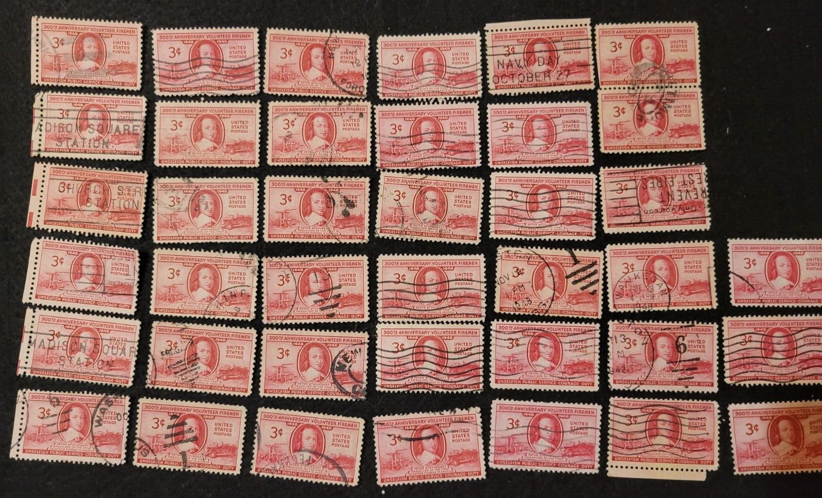 # 971 – 1948 3c Volunteer Firemen 300th Anniversary ~ 1 USA Used Stamp +2 FREE