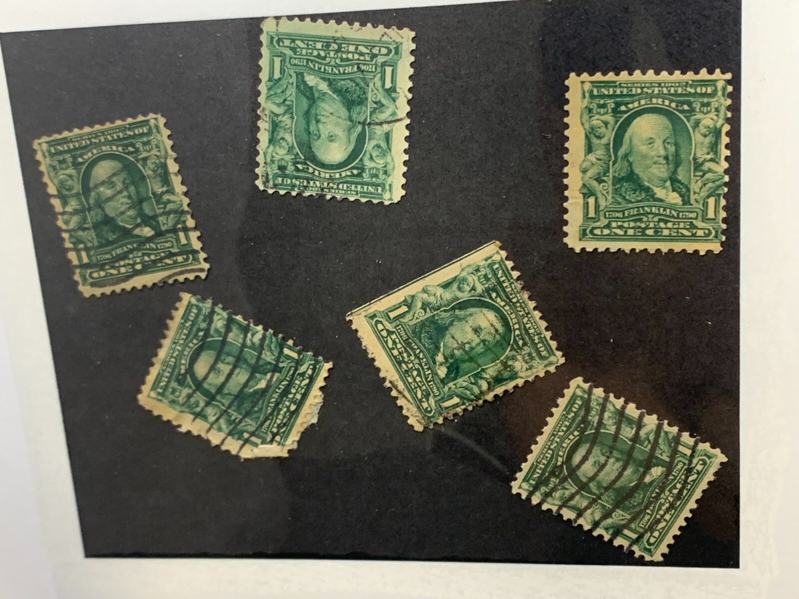 US Postage, Scott #300, 1 Cent, 1903, Franklin, Blue-Green Used (6x)