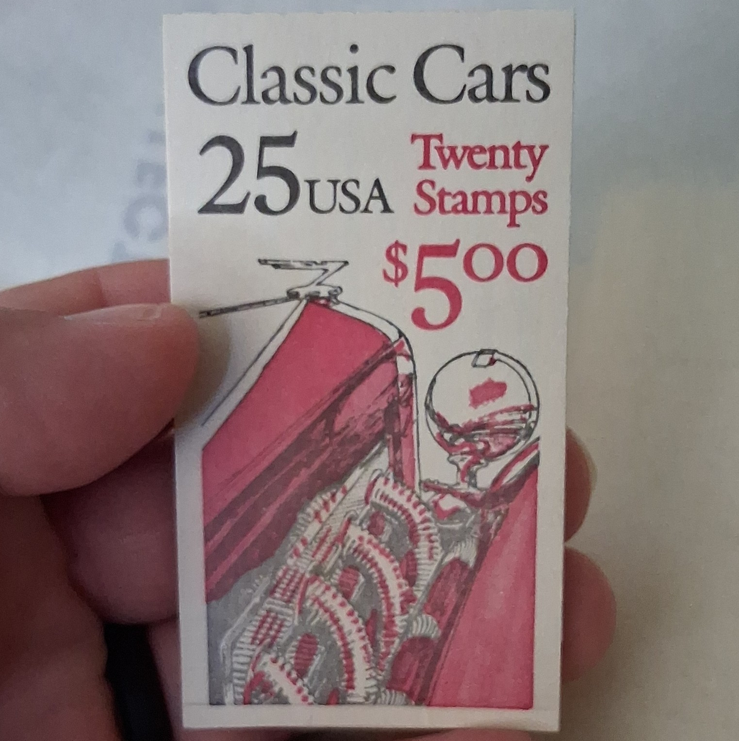 United States Classic Cars 25c Stamp Booklet of 20 Unused (5.00 FV)