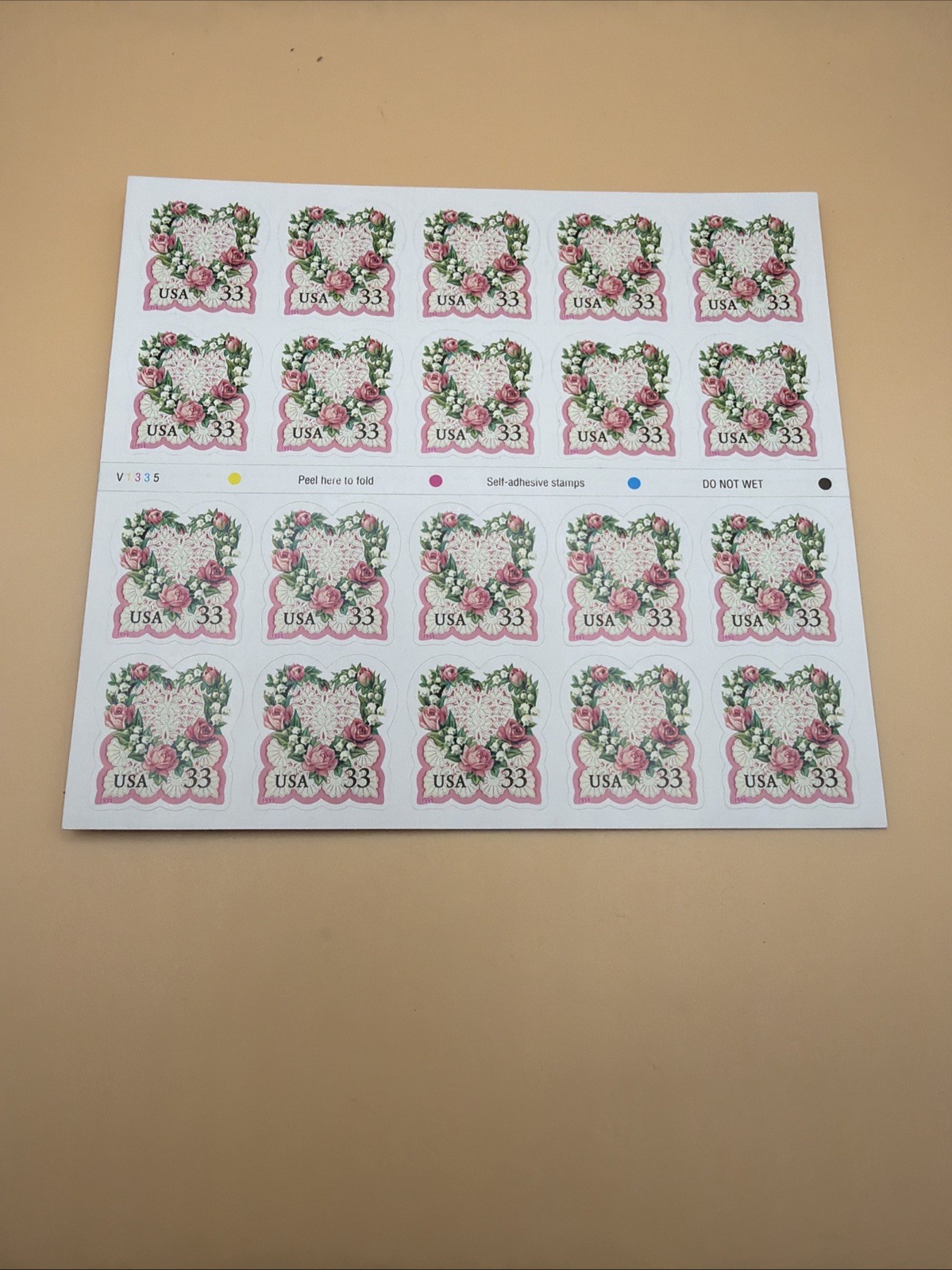 US SCOTT 3274a BOOKLET OF 20 FLORAL HEART LOVE STAMPS 33 CENT FACE MNH