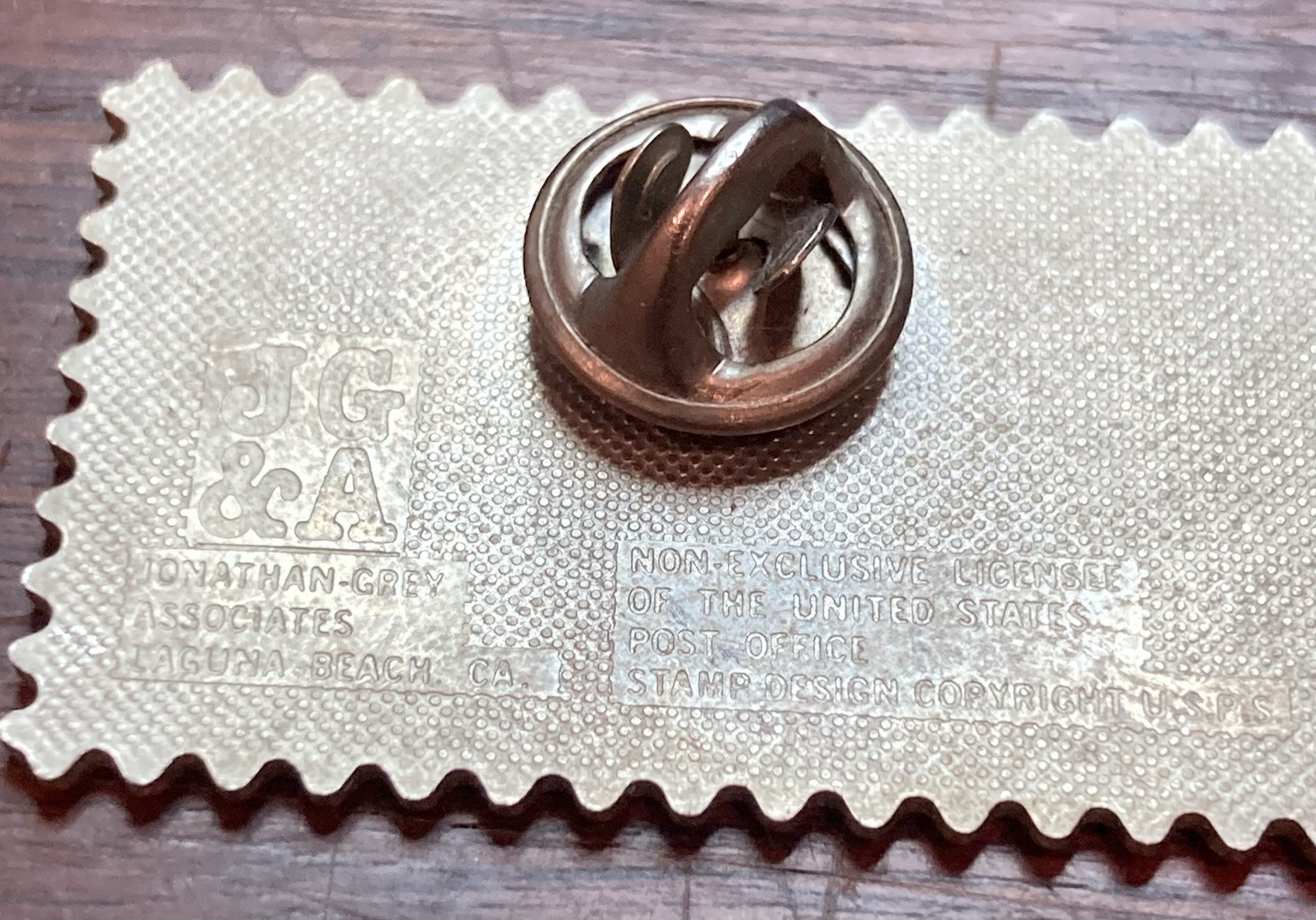 silvertone patriotic enamel pin statue of liberty 18 cent airmail postage stamp