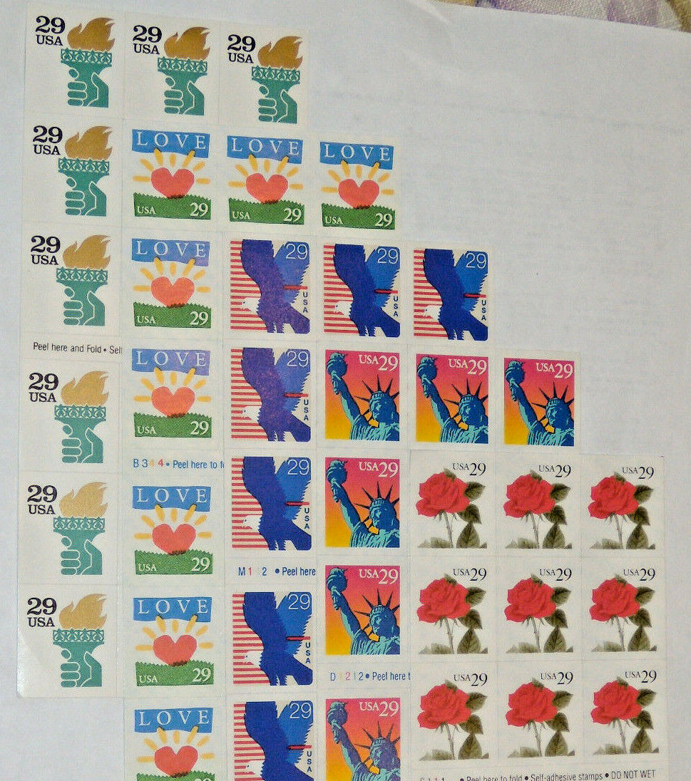 Five Booklets x 18 = 90 of Different Assorted Mixed Designs of 29¢ US Stamps USA