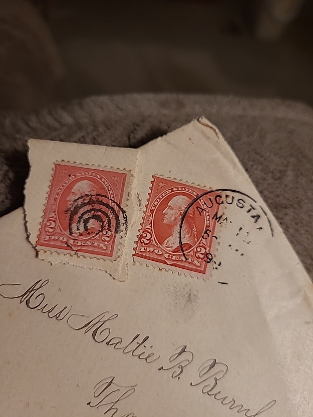 2 WASHINGTON 1894-99 2 CENT STAMPS WITH WHOLE LETTER( 1899)