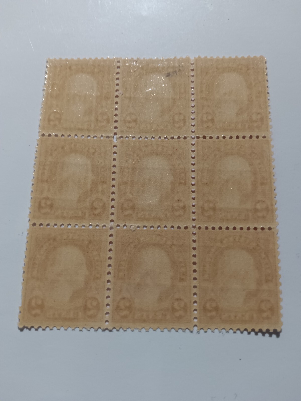 1928 George Washington Carmine, 2 Cent Postage Stamp SC #634 Block Of 9