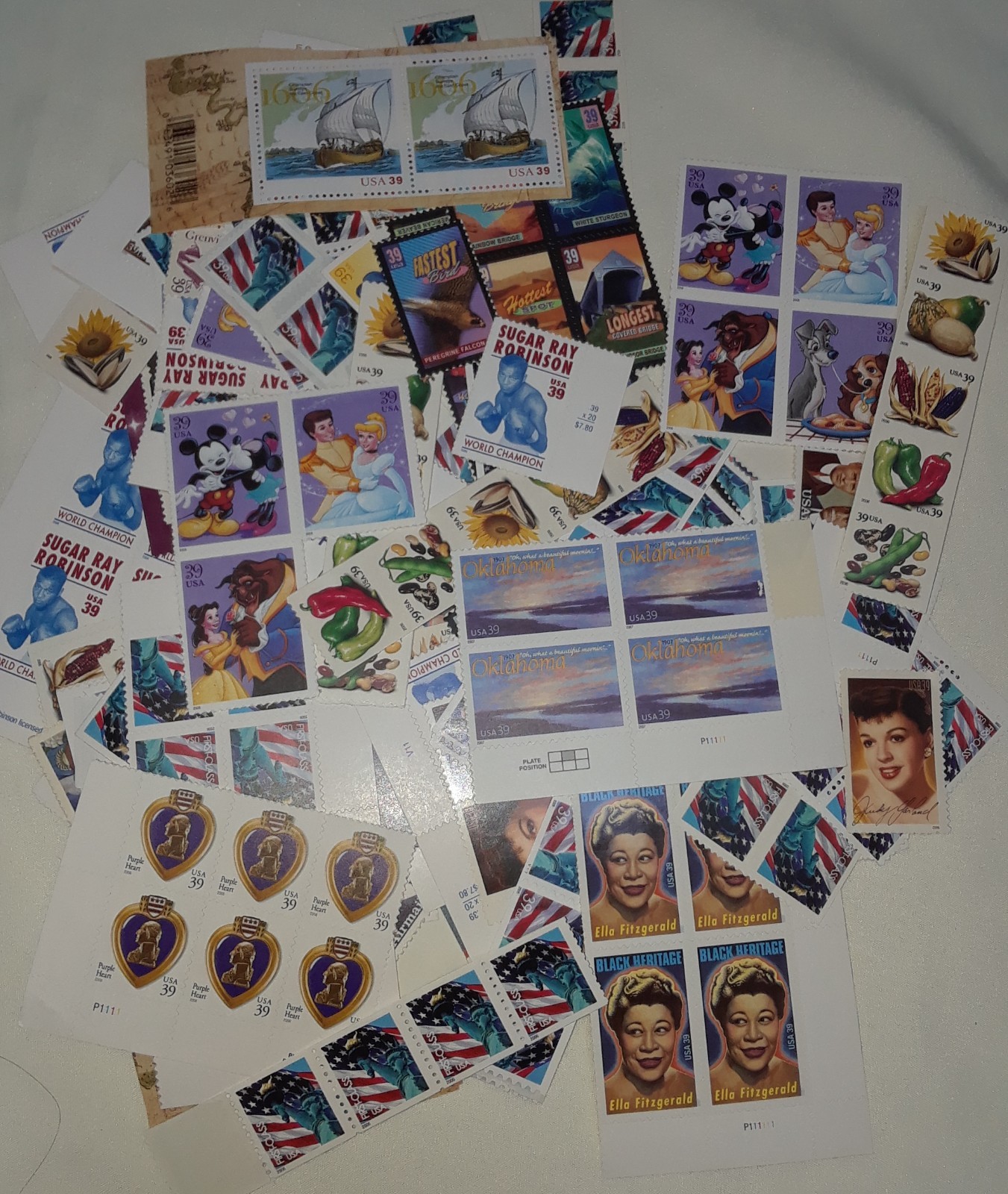 Unused 60 of New/Usable Multiples, Strips & Singles of 39¢ US Postage Stamps USA