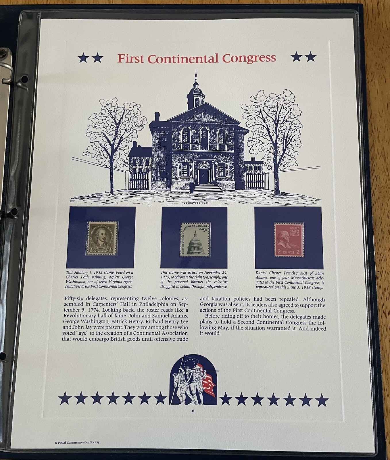 USA Stamp Series Panel First Continental Congress Postal Commemorative Society 6