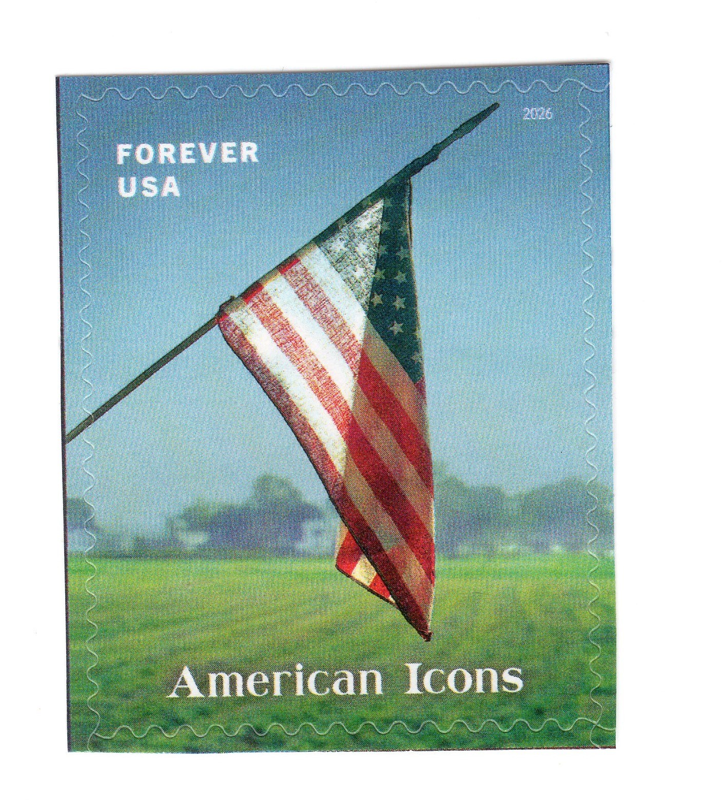 USPS American Icons Flag and Field (Farm) Single Forever Stamp – MNH (6105)