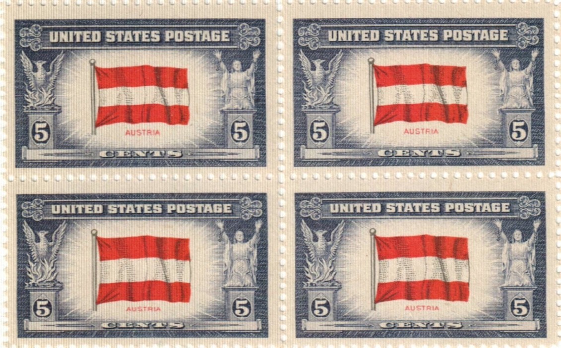U.S. 5¢ WWII Overrun Countries Austria Postage Stamp #919 Pack of 100