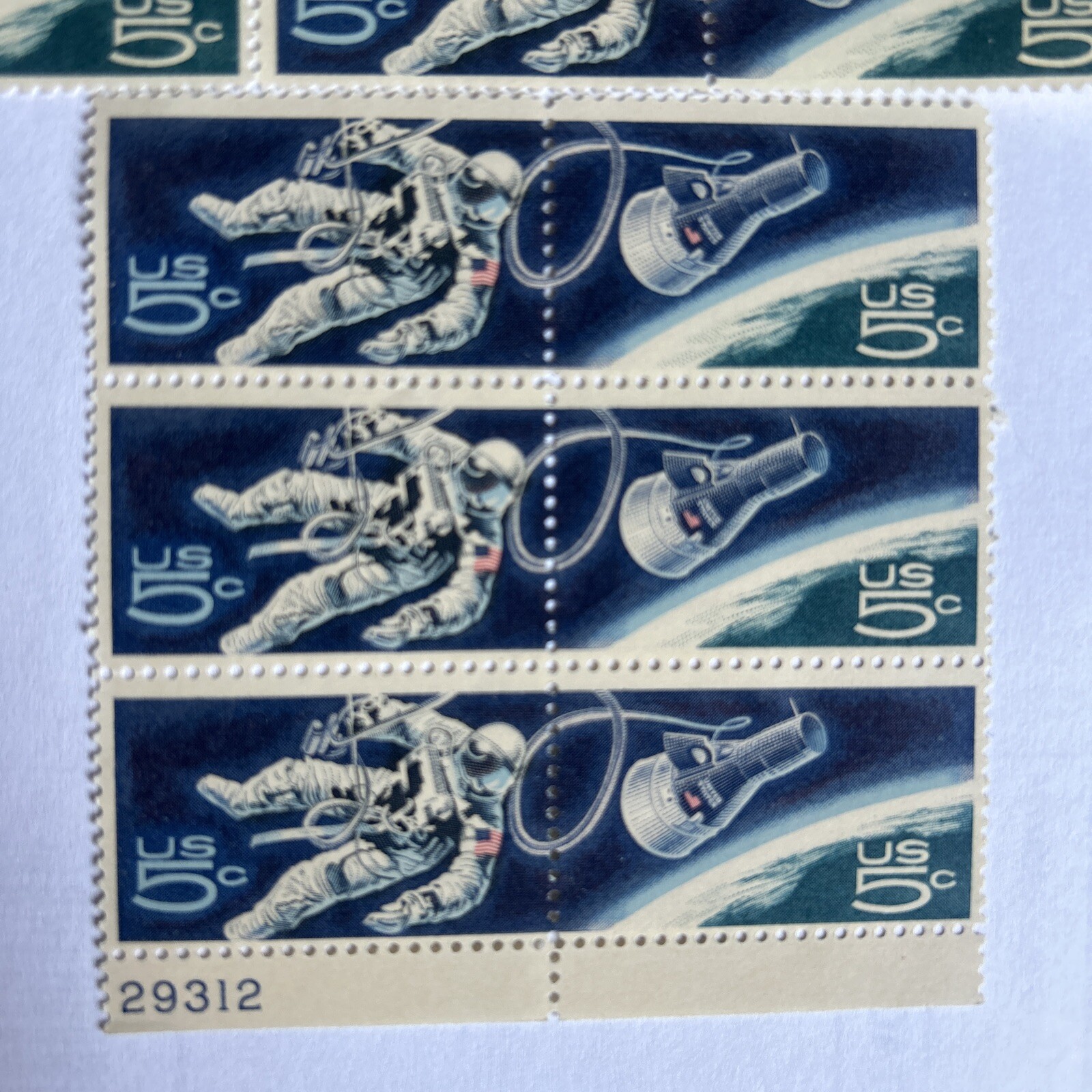 US Postage Astronaut outer Space 5Cents Block Stamps Unused NASA Set Rare NOS