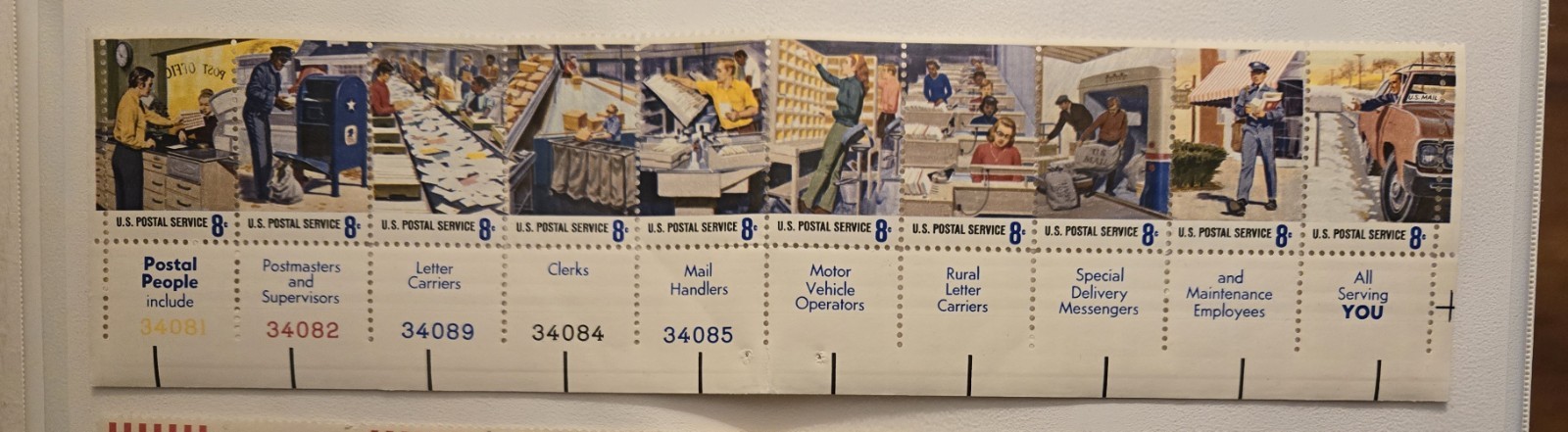US 8 Cent Postal Service People. Strip of 10. MNH