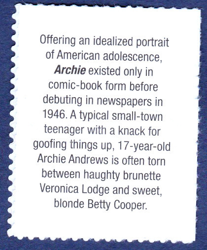 ARCHIE STAMP SUNDAY FUNNIES COMICS 2010 UNUSED US POSTAGE 44c BETTY COOPER MNH