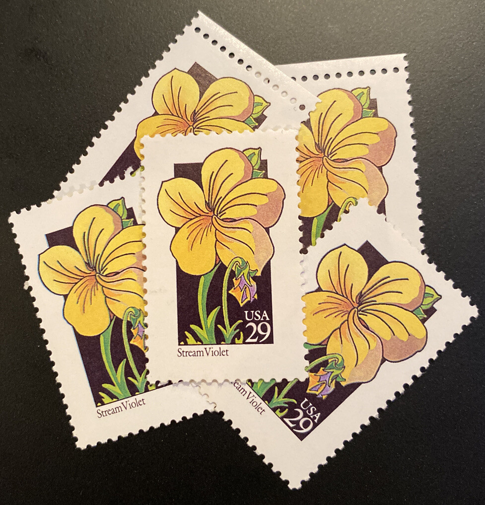 5 Stream Violet Stamps For Wedding, Holiday And Special Occasion Mail