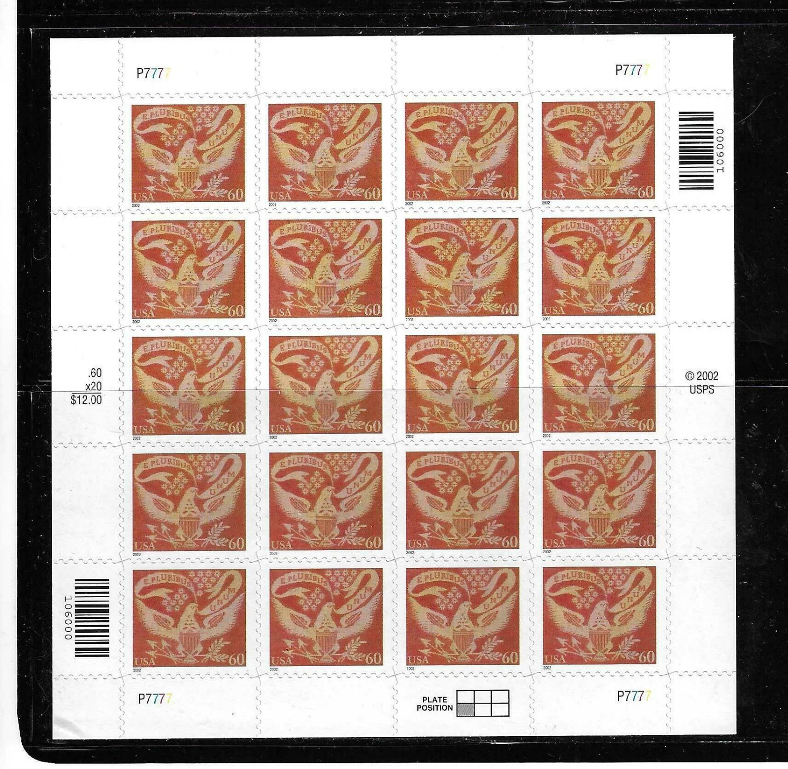 USA SC # 3646 Coverlet Eagle. MNH