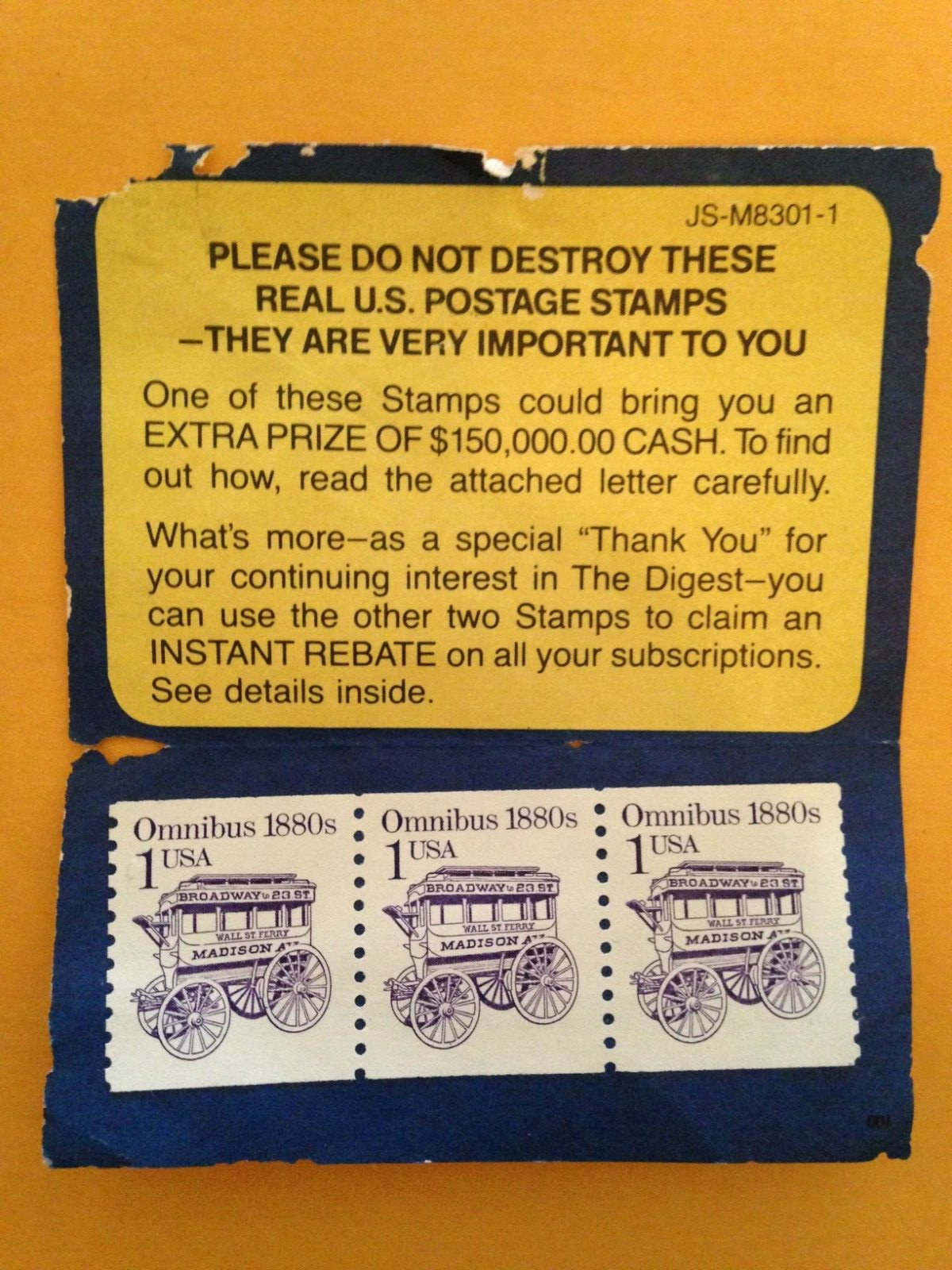 Omnibus 1880 s Madison Stagecoach USA Postage Stamps USPS 1 cent Stamps 3 Total