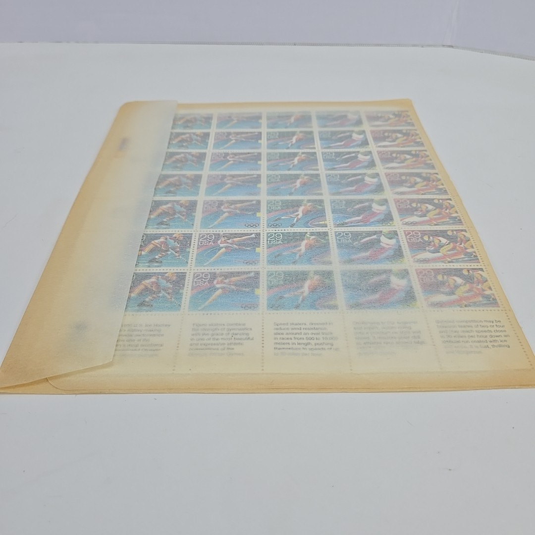 Vintage US 1991 – 15 PANE OF 35 WINTER OLYMPIC STAMPS 29 CENT FACE MNH