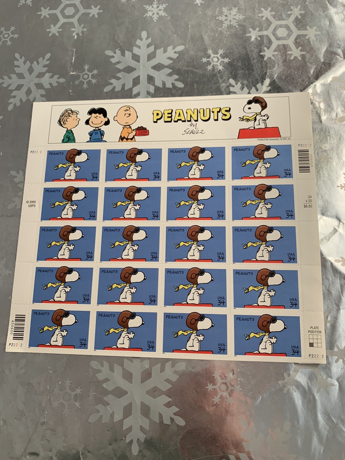 ❤️SCOTT # 3507-PEANUTS BY SCHULZ-PANE OF (20) 34 CENT STAMPS MNH -2000