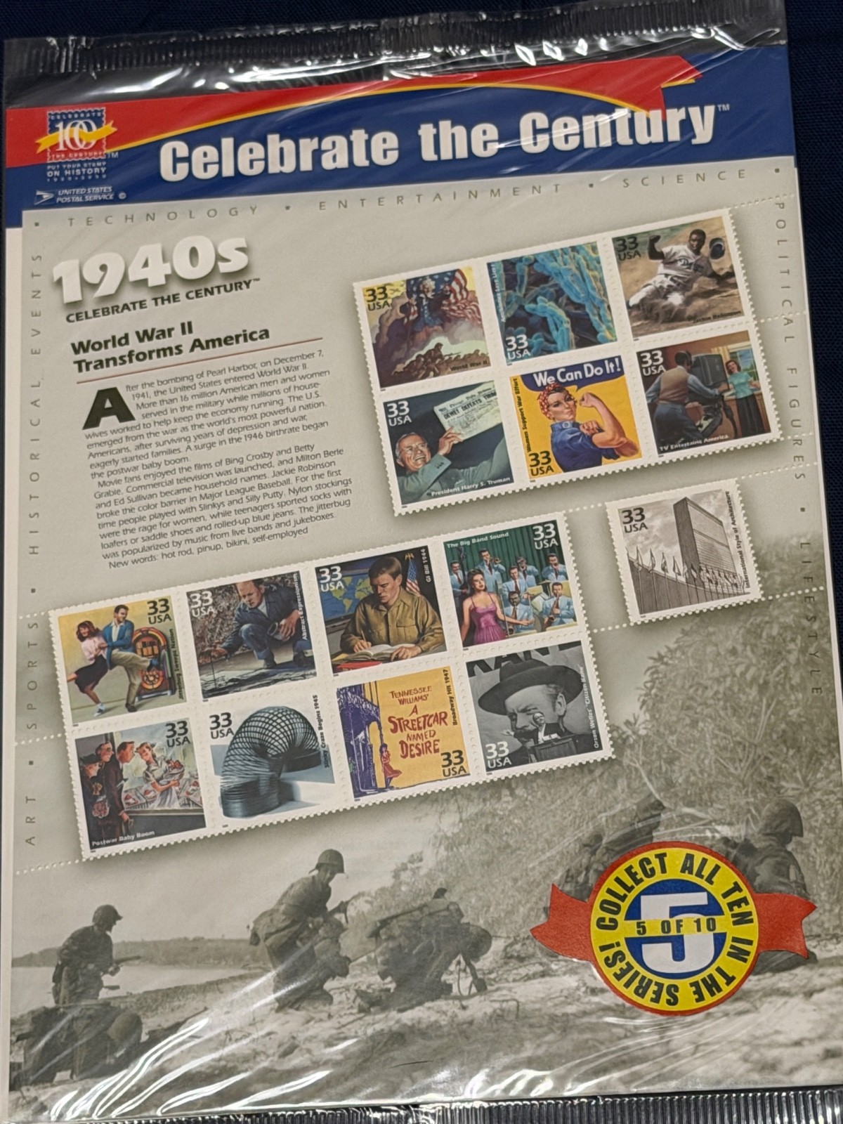 CELEBRATE THE CENTURY 1900-1990. Complete 10 Sheet Set US Stamps USA -unopened