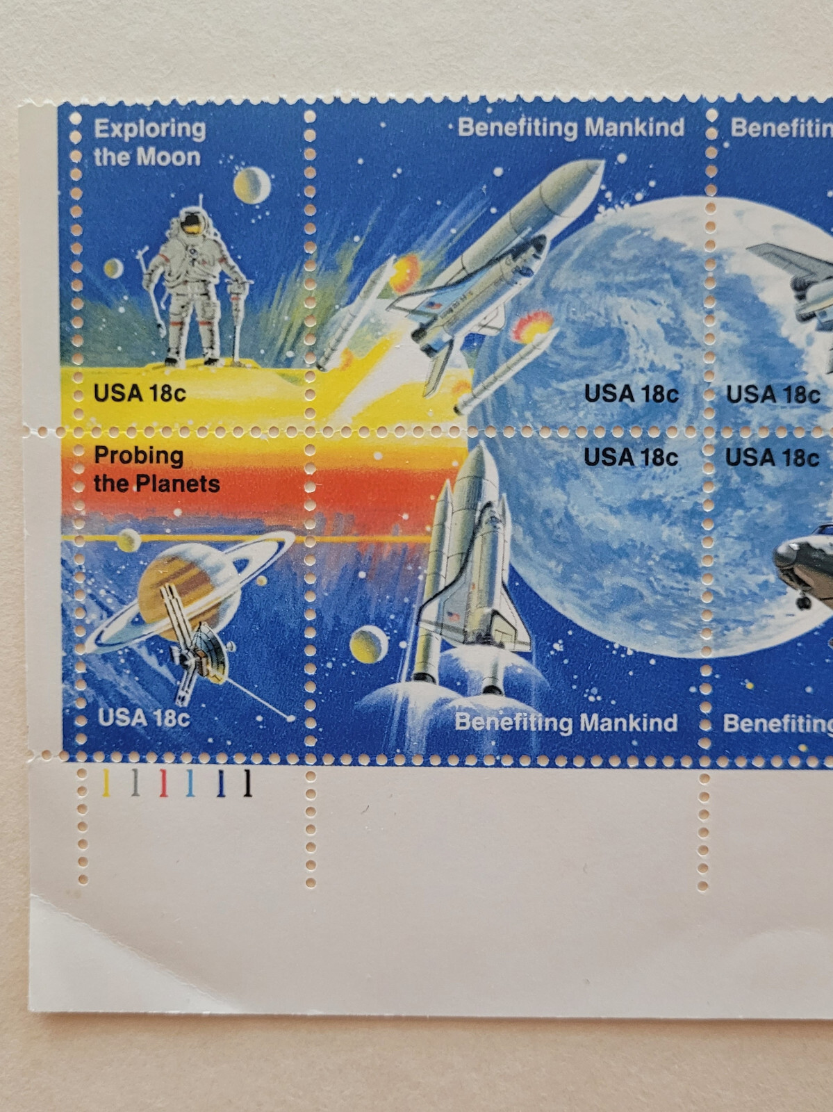 1981 Space Achievement 18c Block of 16 US Postage Stamps Scott #1912-1919 OG MNH