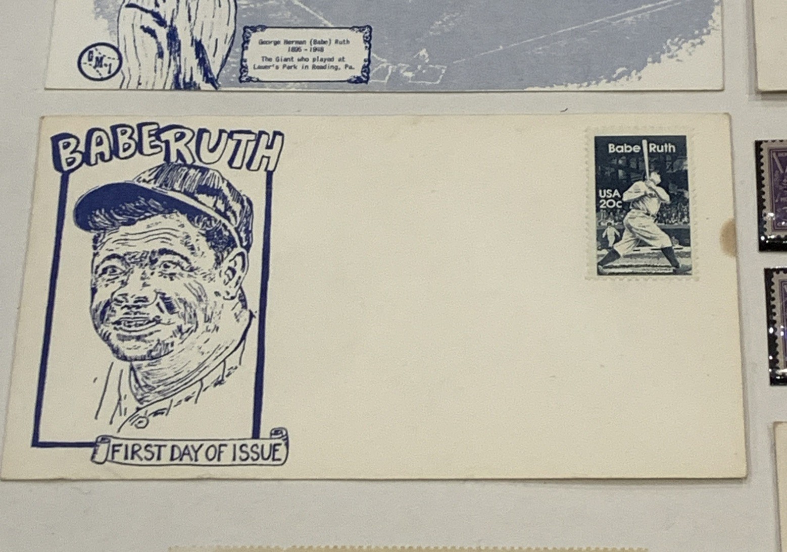 Lot of MLB Baseball Themed Postage Stamps Babe Ruth Roberto Clemente 1st Day…