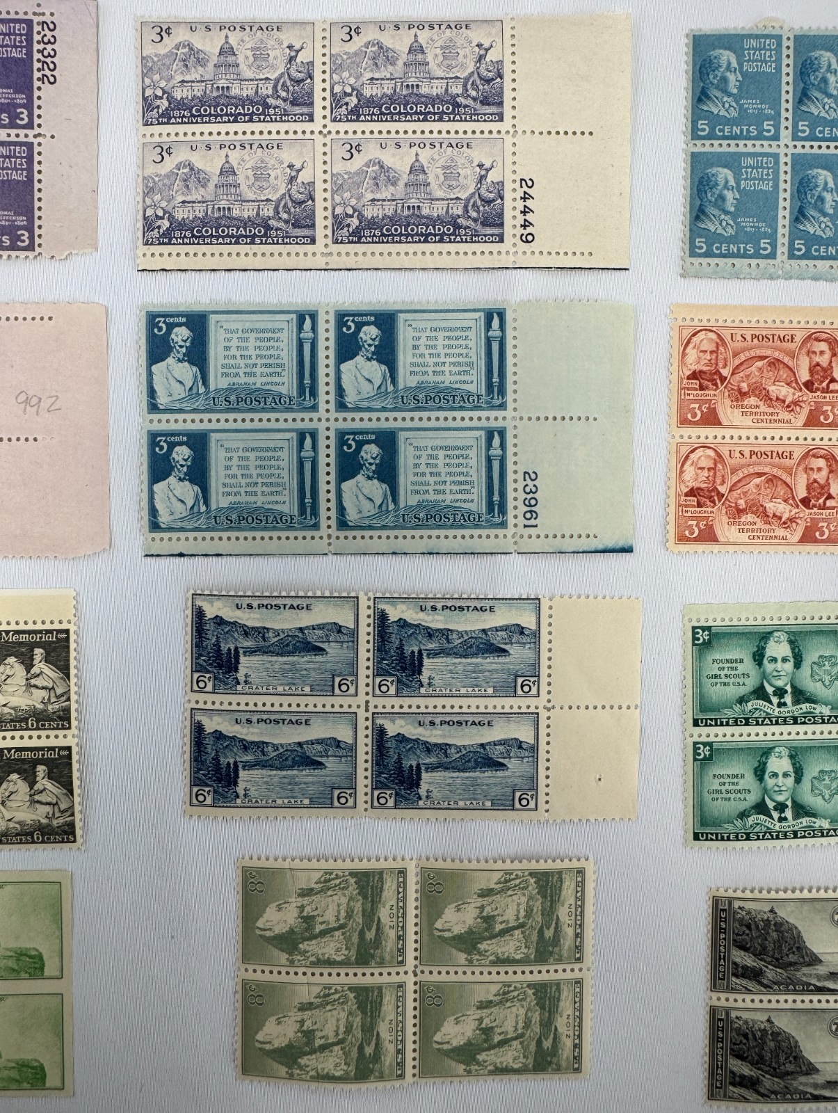 Vintage US Plate Block Collection 13 Plate Blocks 1951–1956 National Parks
