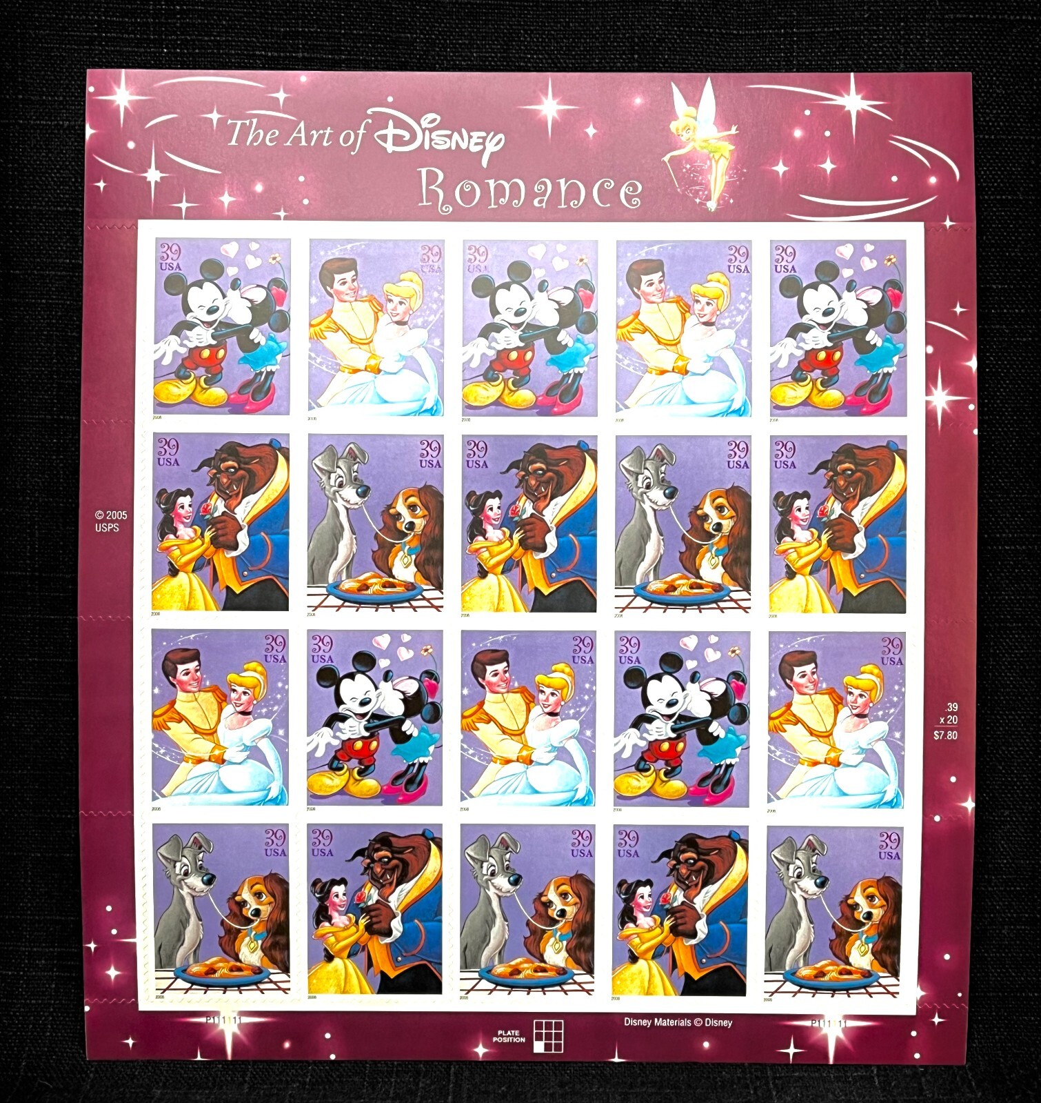 The Art of Disney USPS Stamps Full Set of 5 Dif MINT Sheets Retail Value $120+