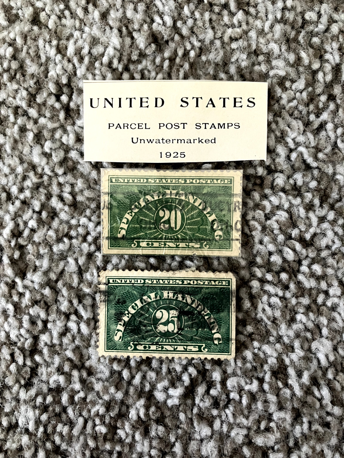 US Parcel Postage Stamps – 1925 – Set of 2 – Used – 20 & 25 cents – Green