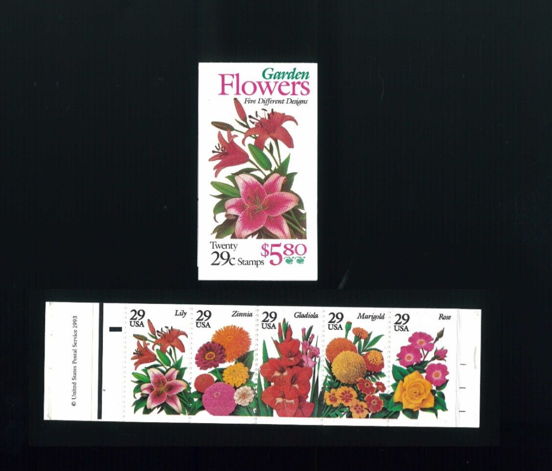 United States 29¢ Summer Garden Flowers Postage Stamp #2829-33 Full Booklet
