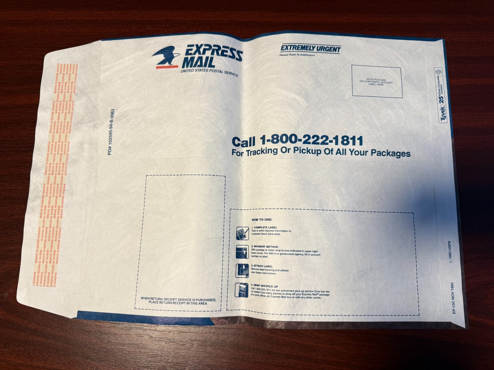 1993 USPS EXPRESS MAIL ENVELOPE American Eagle 12×18 inch Unused with no stamp