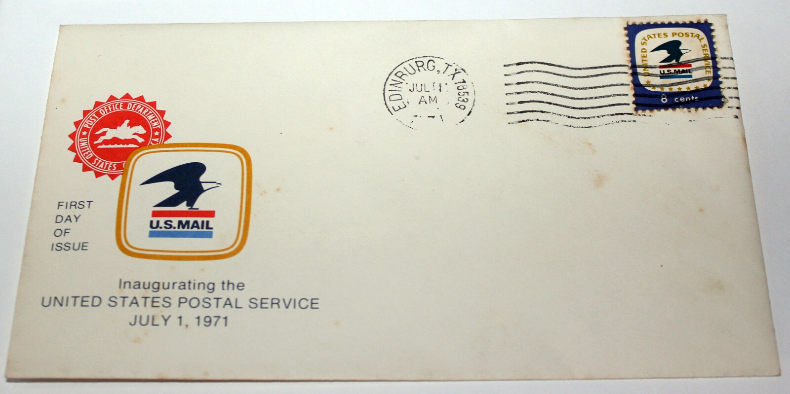 First Day of Issue US Mail Inaugurating the Post Office Cancelled Stamp Envelope