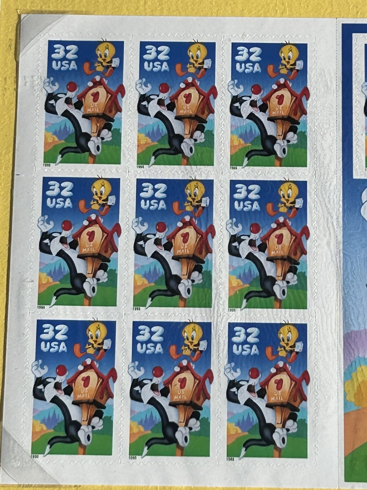 Four Books (40) US Postage Stamps LOONEY TUNES Sylvester & Tweety & Daffy Matted