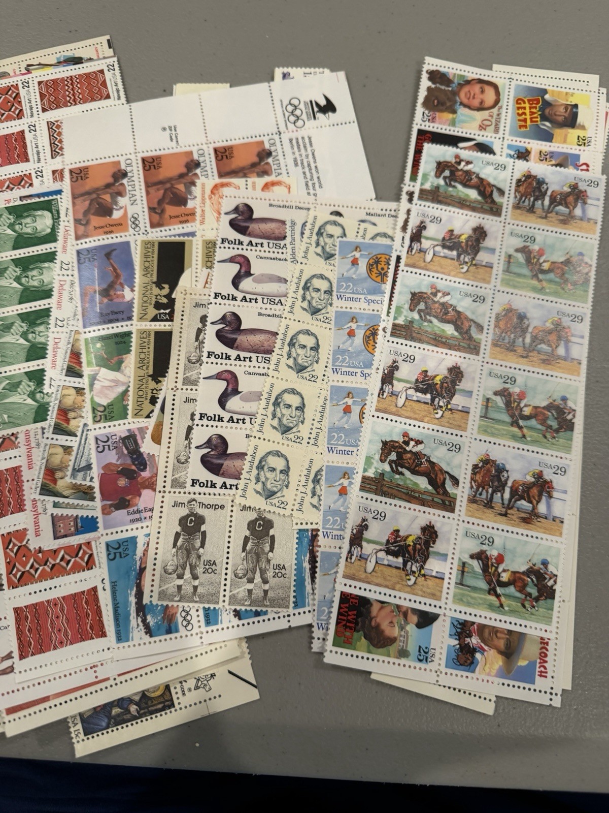 Lot of US STAMP PARTIAL SHEETS $245.97 FACE VALUE ALL FULL GUM POSTAGE!