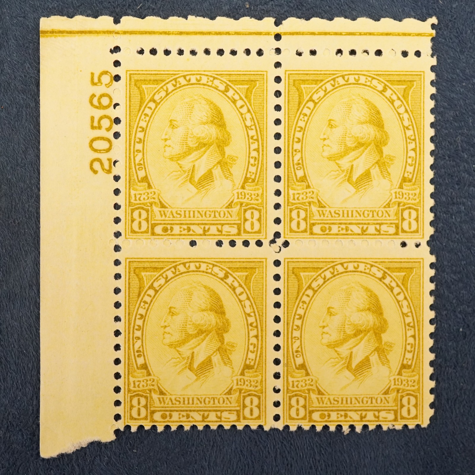 1932 U.S. 1/2c-10c Mint Plate Stamp Blocks, Never Hinged, No 3c – Free Ship USA