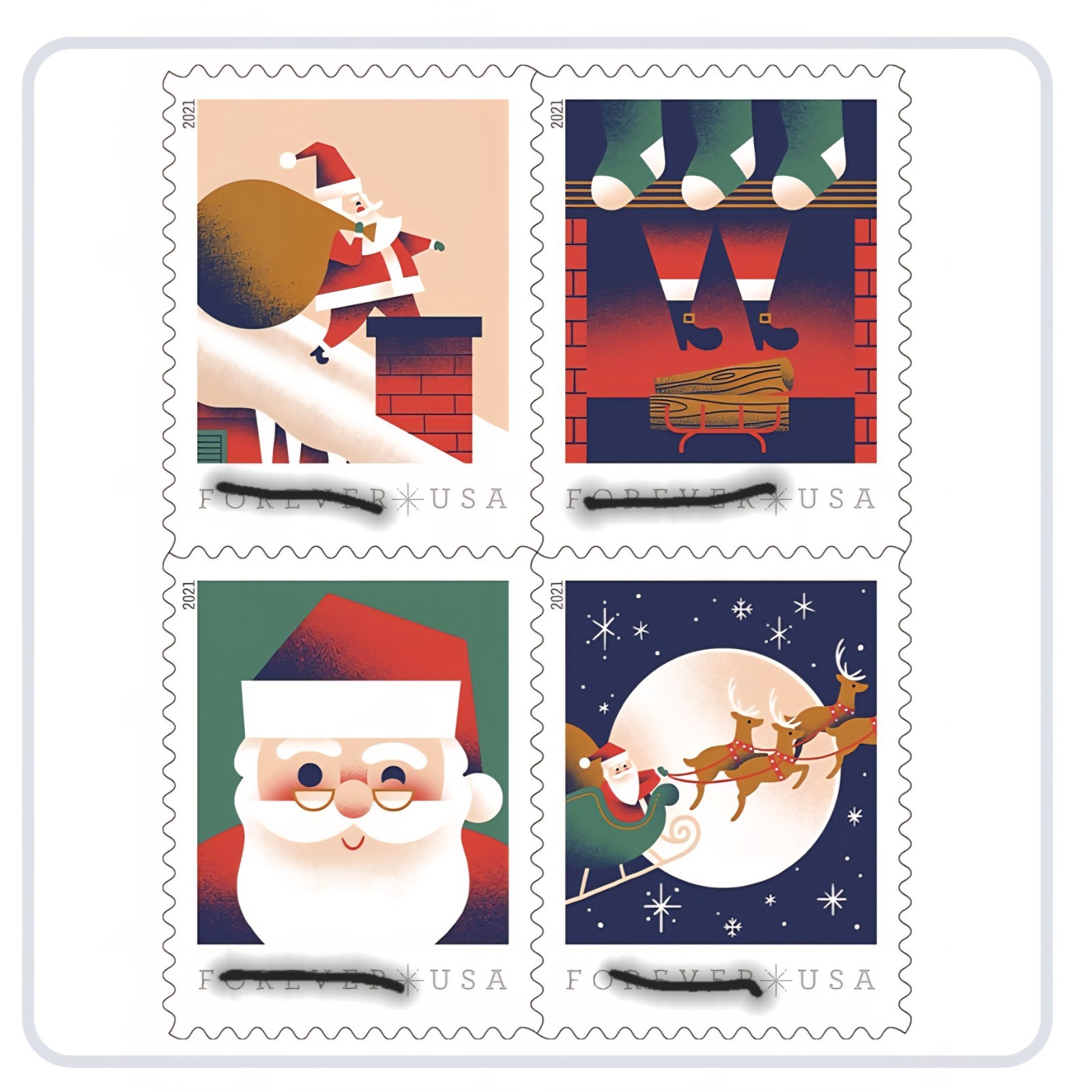 NEW USPS A Visit from St Nick Book of 20 Forever Stamps MNH 2021 Christmas