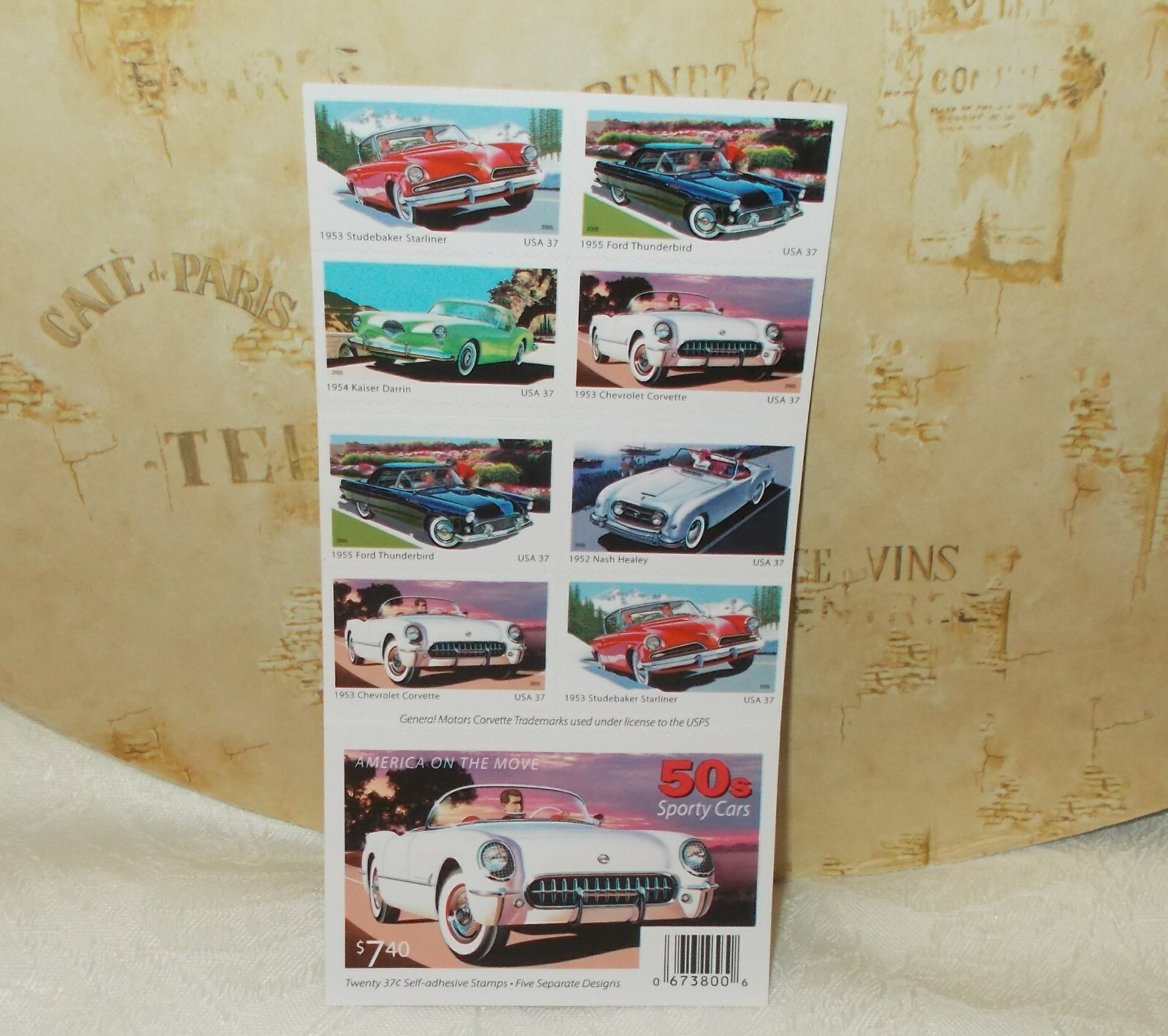 AMERICA ON THE MOVE 50s SPORTY CARS USPS Forever Postage Stamps Sheet of 20 NEW